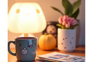 アニメデザインのマグカップと文房具