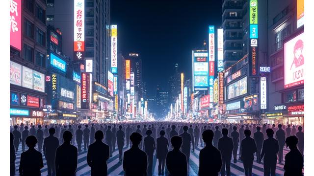 渋谷の街並みと店舗限定商品のロゴ