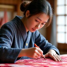 京友禅の職人、佐藤美咲氏の肖像