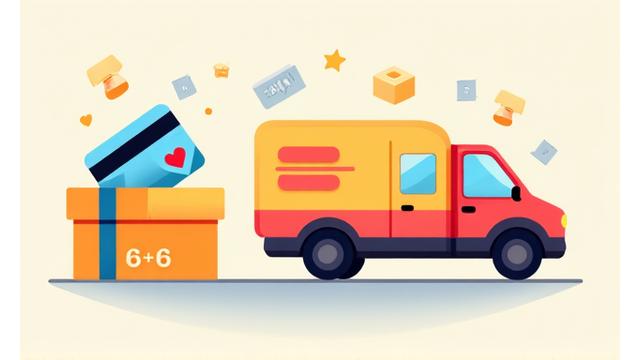 パッケージ、段ボール箱、クレジットカードのアイコンの抽象イラスト